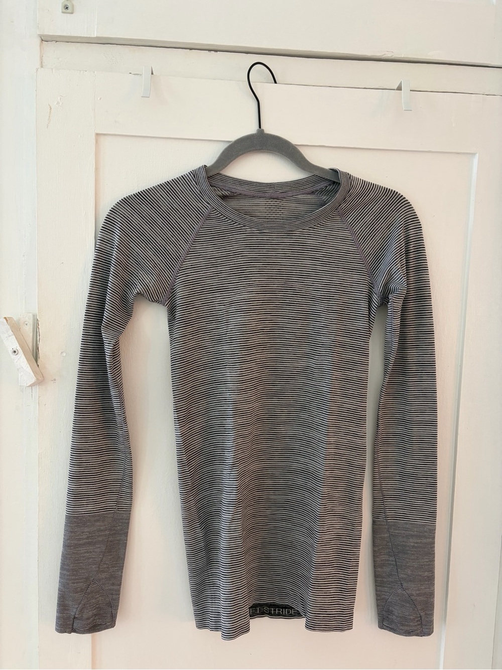 Lululemon black and white striped swiftly tech long sleeve